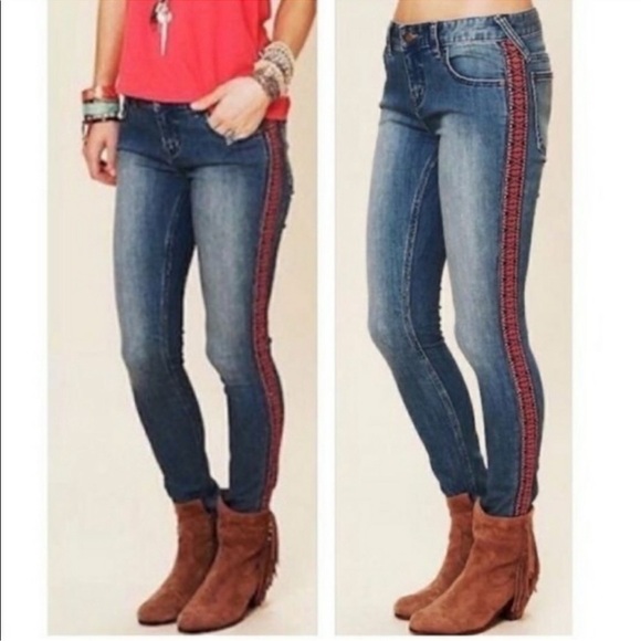 Free People Aztec Skinny Jeans Size 27 - Picture 1 of 7